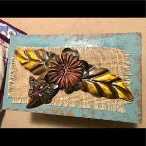 Turquoise wood distressed decorative box.